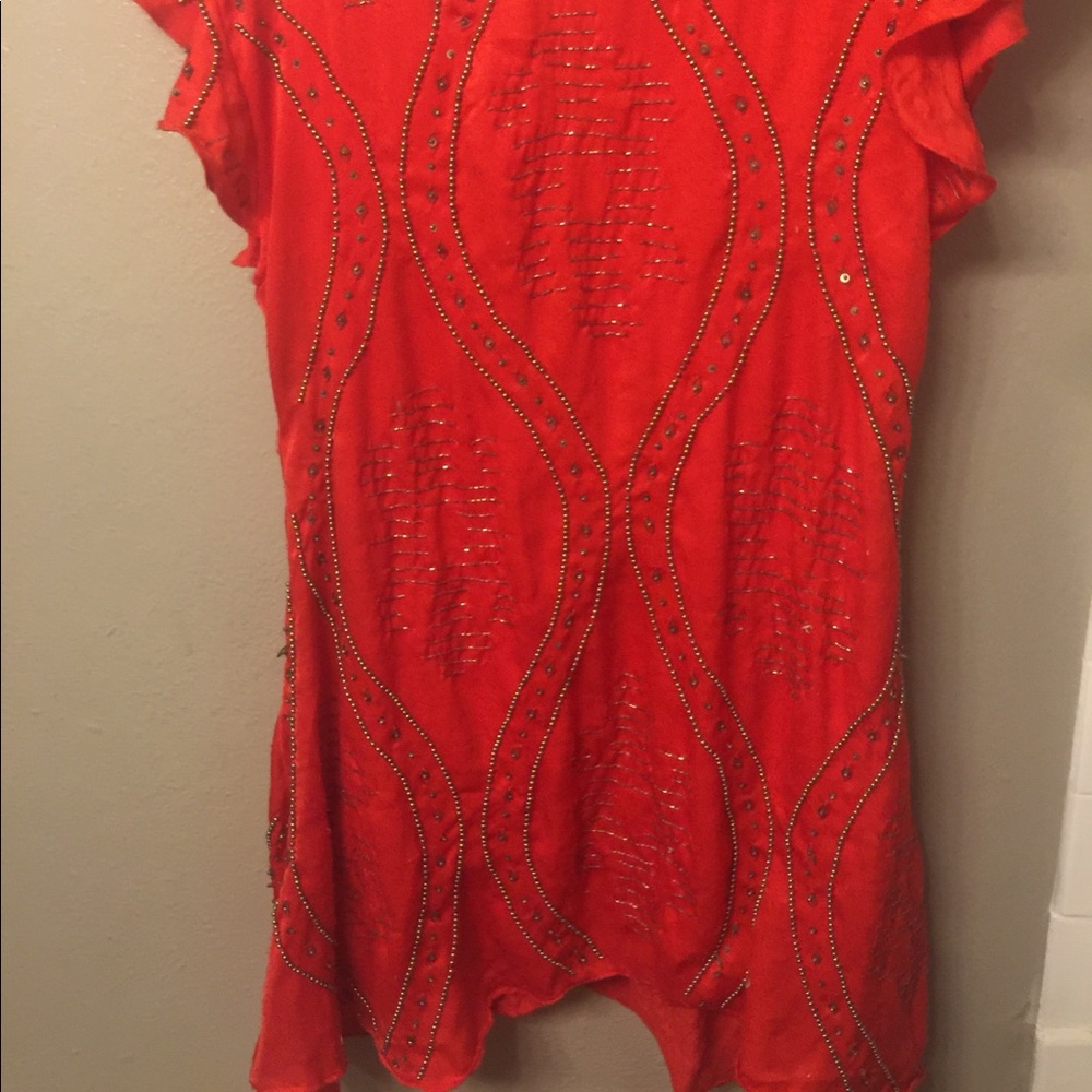 Free people red beaded mini cocktail dress
